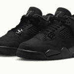 Air Jordan 4 Retro Black Cat Grade-School IB4171-010 Stealth Black Nubuck
