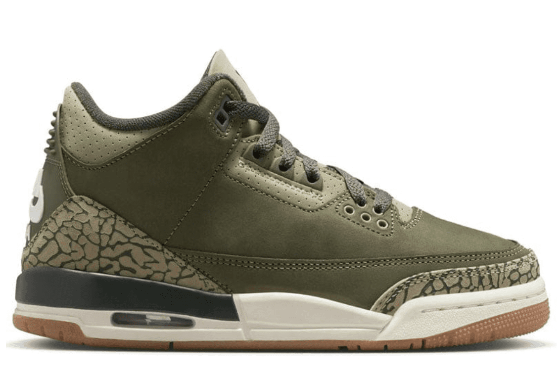 Air Jordan 3 Retro GS Family Affair DM0967-202 Medium Olive Elephant Print