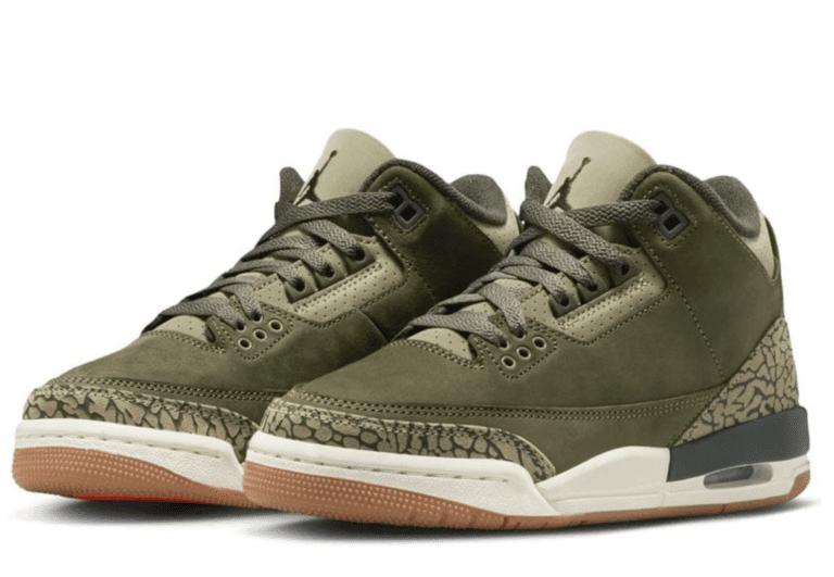 Air Jordan 3 Retro GS Family Affair DM0967-202 Medium Olive Elephant Print