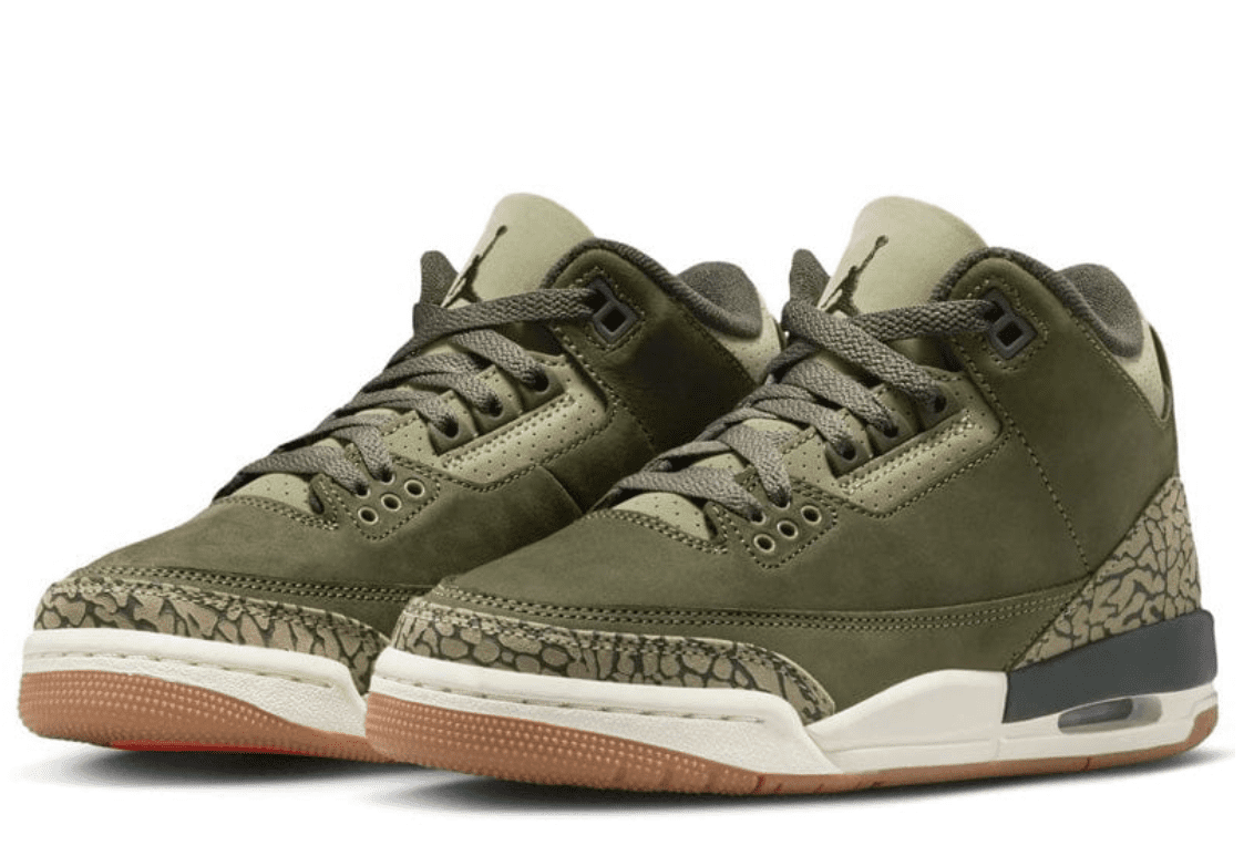 Air Jordan 3 Retro GS Family Affair DM0967-202 Medium Olive Elephant Print